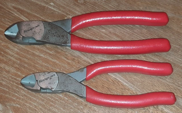 NOS Snap On USA 86CF 6", 87CF 7" RED Soft Grip Power Edge Diagonal Cutter Set