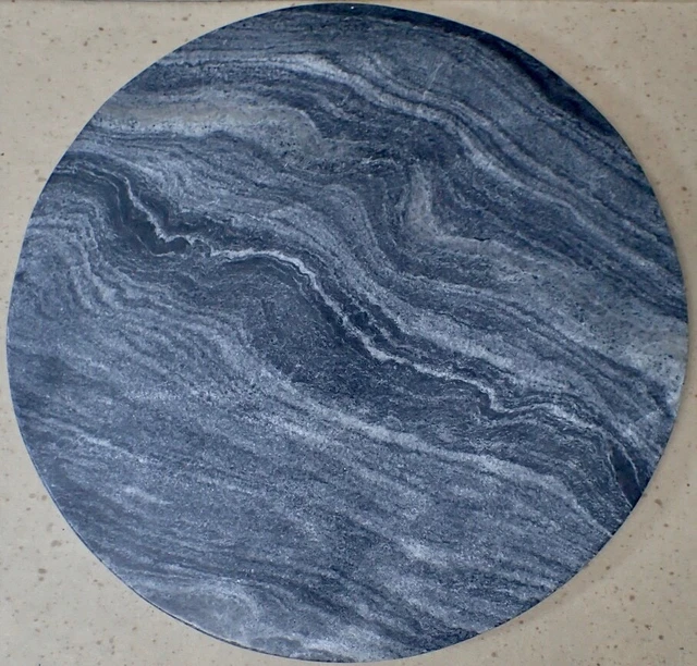 Crate & Barrel Round Gray Marble Hayes Cheese Board Charcuterie Display Platter