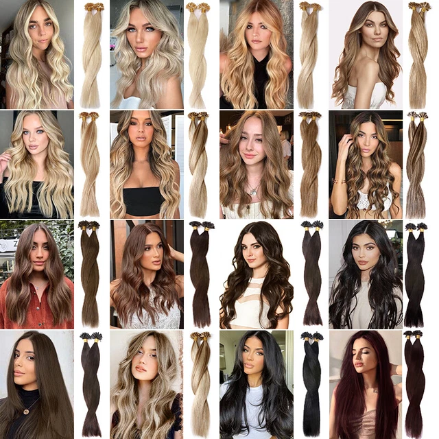 Nail U Tip Hair Extensions Pre Bonded Keratin Russian Remy Hair Real Human Hair