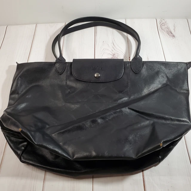LONGCHAMP Purse Black Nylon Leather Le Pilage Modele Dispose Womens Handbag