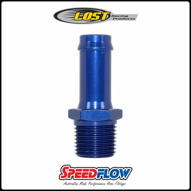 Speedflow 5/16" (8mm) Barb to 1/4" NPT Push on Hose Adapter 421-04-05 Blue