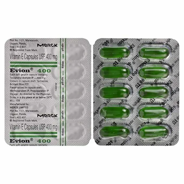 100 x Evion 400 mg Kapseln Vitamin E für Gesicht, Haare, Akne, Nägel,...