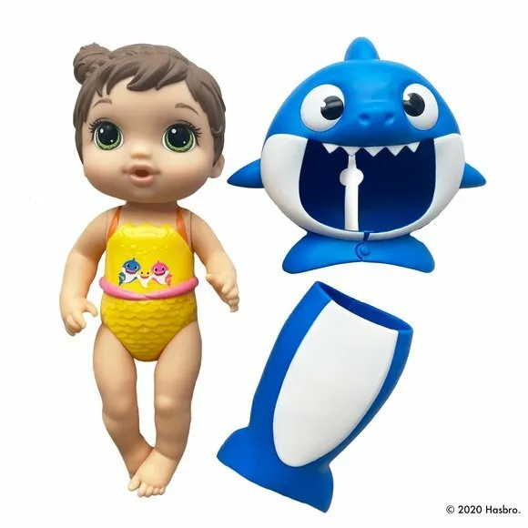 BABY ALIVE BABY Shark Brown Hair Doll Water Play Toy Blue White New ...