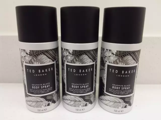 3 x Ted Baker Graphite Black Body Spray 150ml - BRAND NEW 🔥🔥