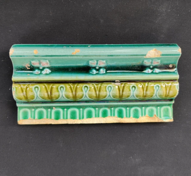1940s Vintage 6 x 6 Architecture Furniture Tile Majolica Art Nouveau England