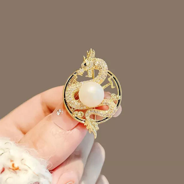 Fashion Crystal Pearl Dragon Brooch Pin Women Men Costume Jewelry Party Gift New