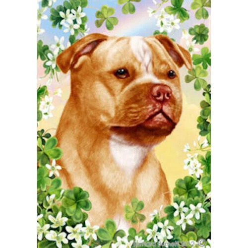 Clover House Flag - Orange and White Staffordshire Bull Terrier