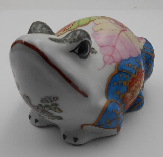 Figurine Grenouille Assise En Pierre De Lave émaillée - Effet Caméléon - Signée
