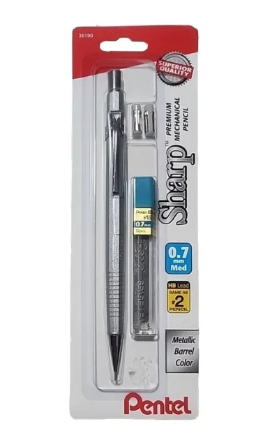 Pentel Mechanical Pencil x'2 0.7mm METALLIC Barrel Refill Lead & Eraser FAST SHP