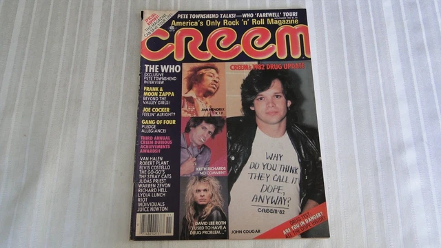 VINTAGE ROCK AND Roll Magazine Creem Nov. 1982 The Who Frank Zappa 167 ...