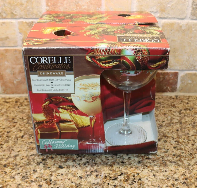 Corelle Coordinates Glassware Callaway Holiday Set of Four 10oz Goblets NIB 4
