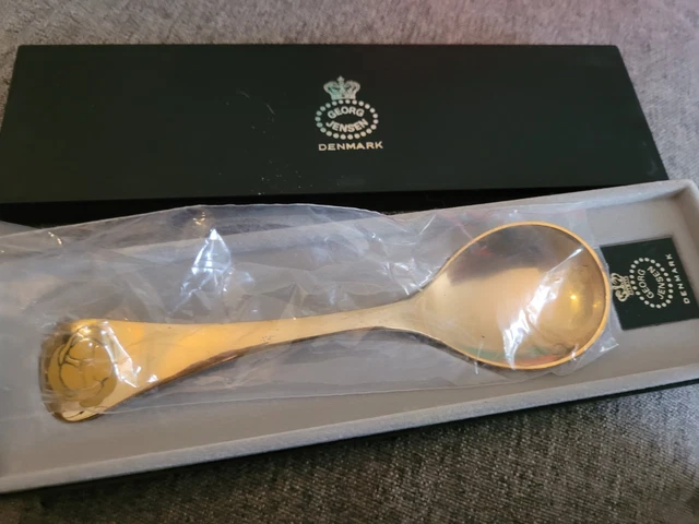 GEORG JENSEN STERLING Silver, Gold Plated Anniversary Spoon 1978. 44g ...