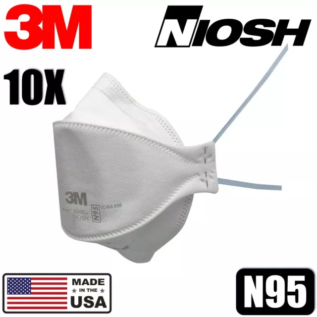10 Pack 3M Aura 9205+ Particulate Respirator N95 Dispoable NIOSH Face Mask Cover