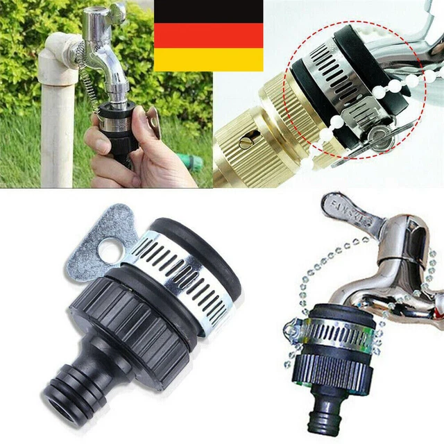 Universal Tap Connector Adapter Black Kitchen Garden Tap Mixer Clamp Zubehör DE