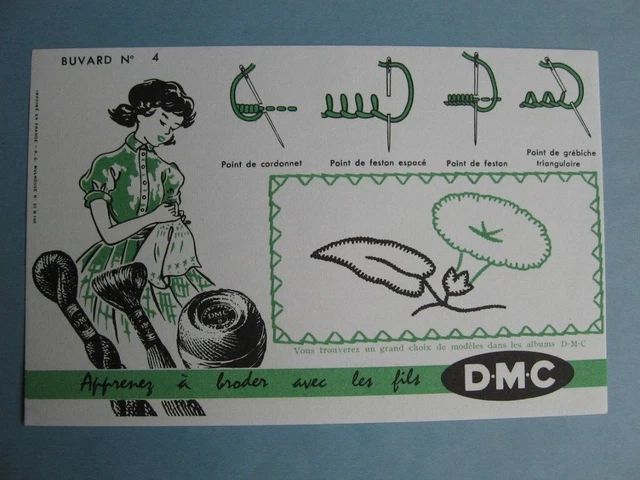 *BUVARD DMC Fils à broder n°4 vert , 2 photos