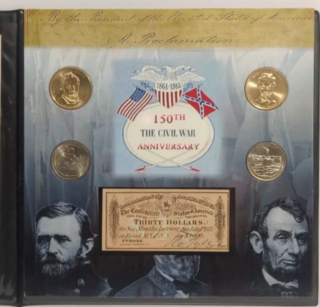 150th CIVIL WAR ANNIVERSARY COIN SET LINCOLN & GRANT  THE AMERICAN HERITAGE MINT