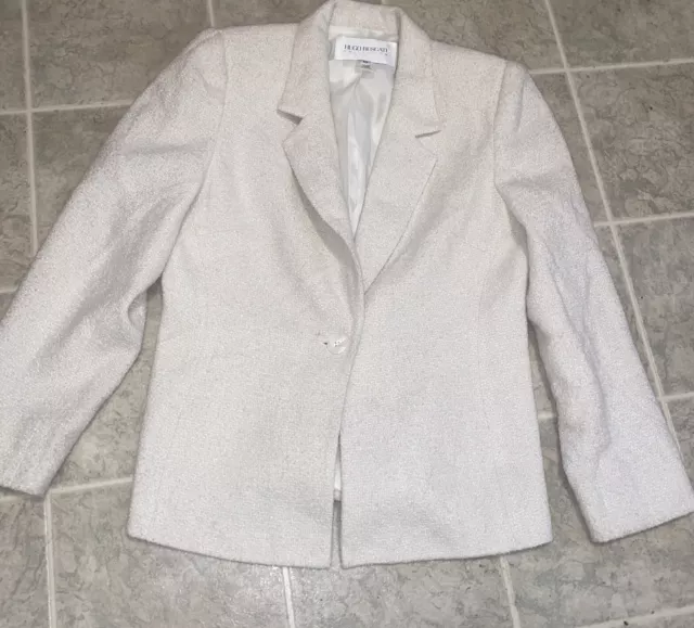 Hugo Buscati Collection Blazer Beige Wool Blend Womens Size 10 Button Front