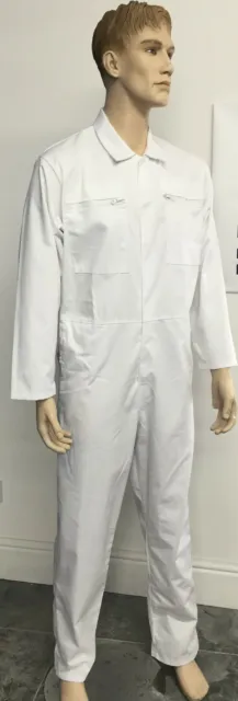 White Polycotton Boilersuit Coverall Overall Mechanic Industrial REDUCED