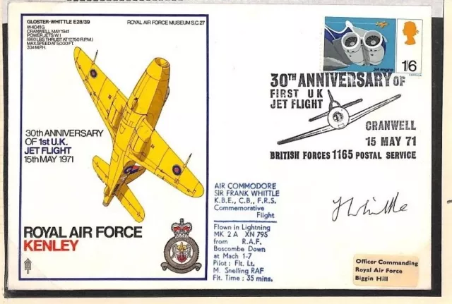 Cover GB QEII RAF Firmata *Sir Frank Whittle* JET-ENGINE POINEER Flown 1971 Ap353