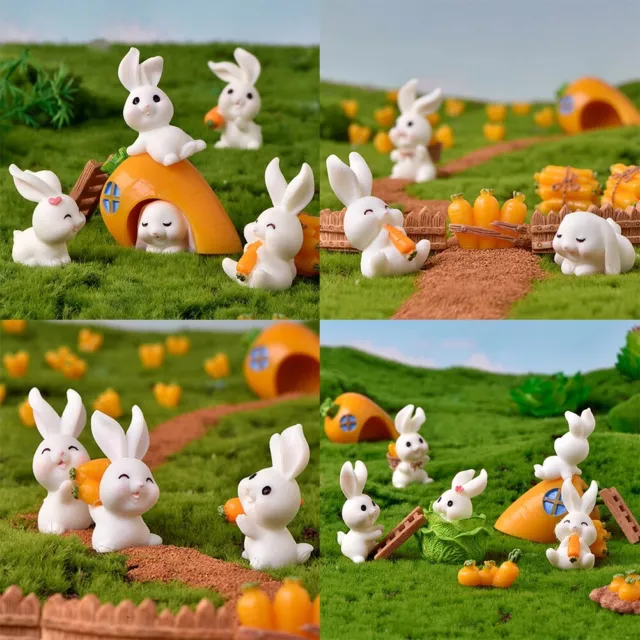 Adorable figurine miniature lapin statue en résine lapin pour exposition jardin