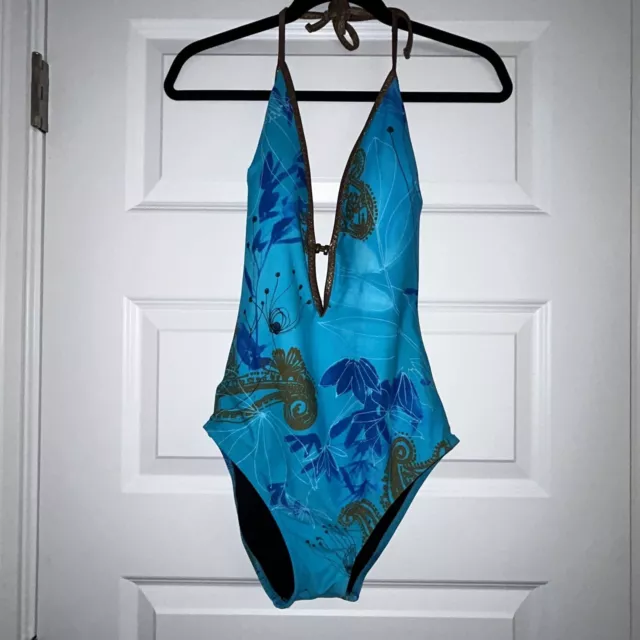 Gottex Floral Print Halter One Piece Swimsuit  Size 14