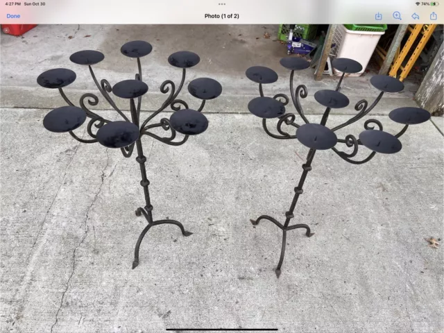One Gorgeous Wrought Iron Candelabra. Holder Fireplace Centerpiece Display