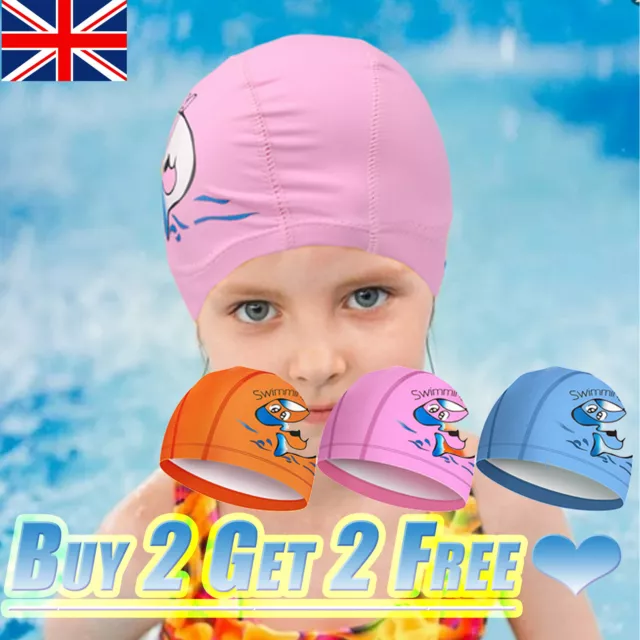 Swimming Cap Silicone Waterproof Swim hat for Children Kids Long Hair Pool Caps