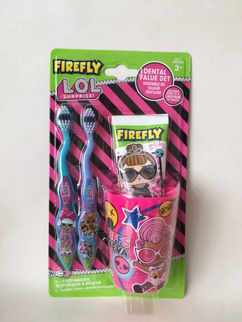 Firefly Lol Surprise Dental Set Toothpaste And 2 X Toothbrush Beaker Set