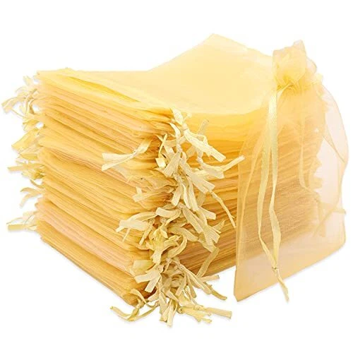Leeyunbee 100PCS 10x15cm D'or Sacs Organza Sachets Pochettes Cadeau en Organz...