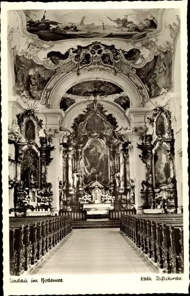 Ak Lindau am Bodensee Schwaben, Katholische Stiftskirche, Innenansicht - 4133681