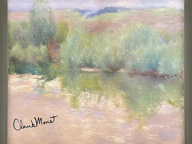 TABLEAU HUILE TOILE d'artiste Claude Monet signé estampillé main ...