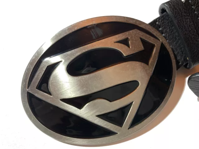 Superman Styled Metal Buckle & Black PU Belt | MEDIUM 32-34", 81-86cm