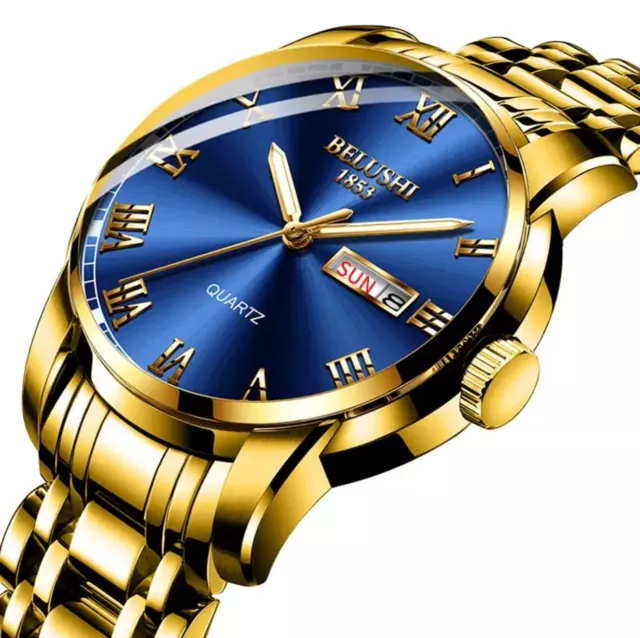 Armbanduhr Luxus Herren Chronograph Wasserdicht Kalender Datum Analog Quarz Uhr