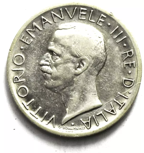 1927 R Italy 5 Five Lire Silver Coin KM# 67.1 FERT