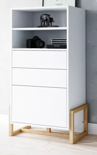 Kommode Highboard weiß Buche massiv Wohnzimmer und Esszimmer Midi Schrank Skien