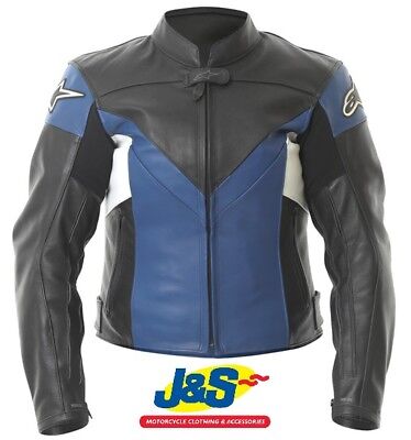 Alpinestars Sphere Leather Motorcycle Jacket Motorbike Race Blue WAS £299.99 J&S