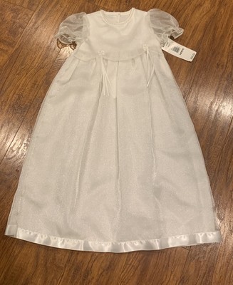 Vintage Baby Girl Floral Lace White Rose Ribbon Alexis Dress 6 Months New W/Tag