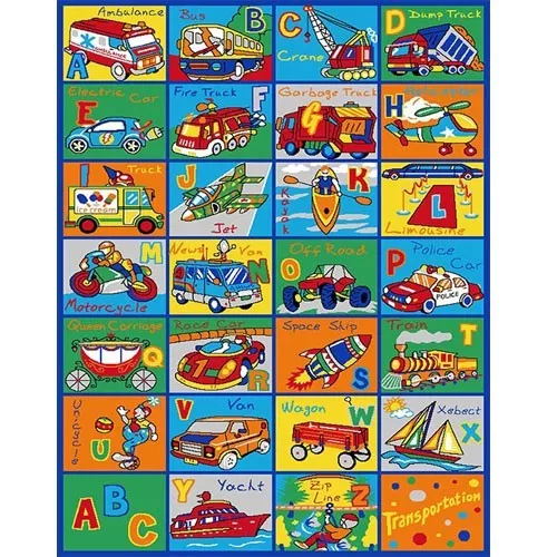 Kids Children Rug ABC Transportation Car Educational 39" x 58" NON SKID Area Rug