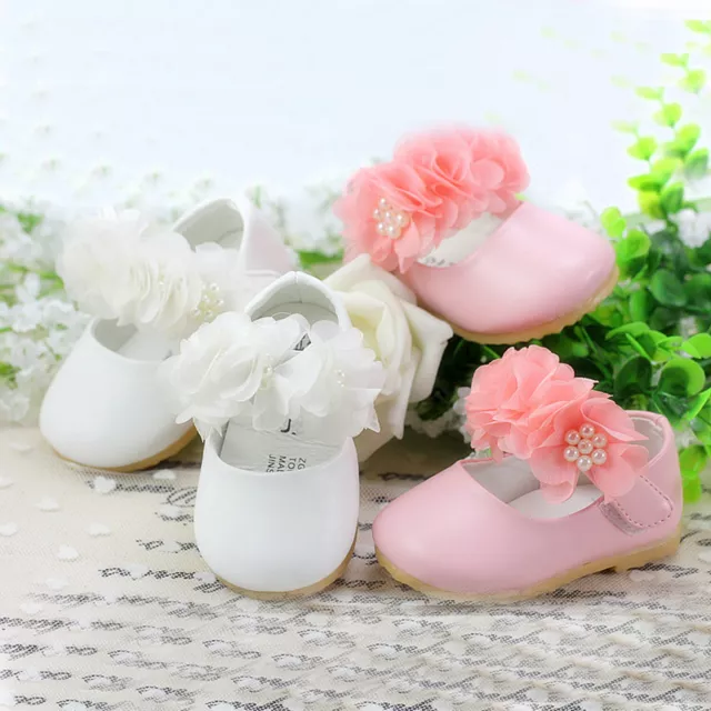 Baby Girls Christening Shoes in White Pink 3-6 6-9 9-12 12-15 15-18 Months