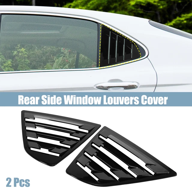 2PCS GLOSSY BLACK Rear Side Window Louver Cover Sun Shade Cover for