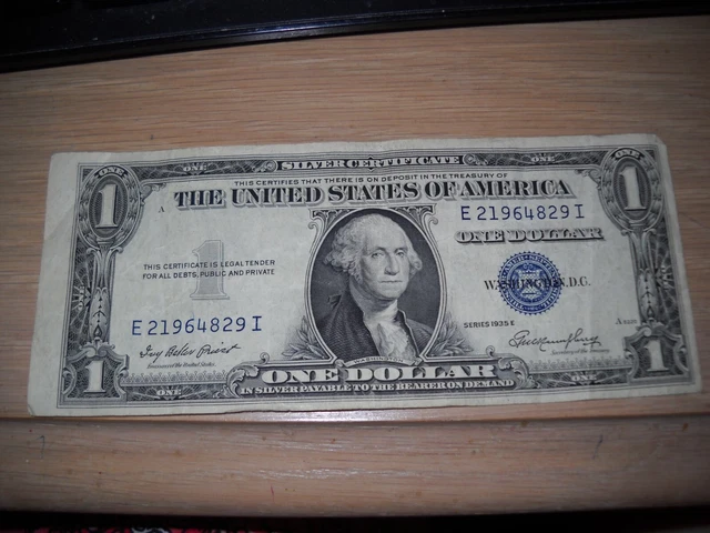 1935E Rare Error Dollar Bill Silver Certificate