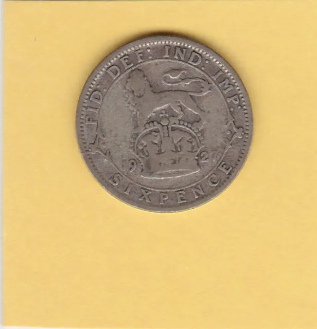 1927 King George V Silver Sixpence Ct2-43