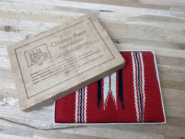 CHIMAYO purse IN BOX native weaving American Southwest pouch small red 20's 30's