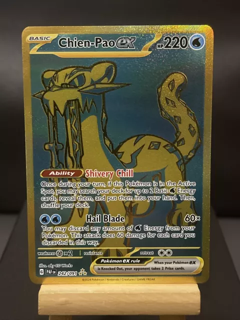 Pokémonkarte Chien-Pao ex 242/091 volle Kunst paldäische Schicksale fast neuwertig