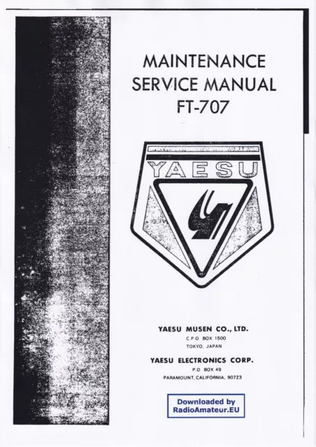 Service Manuel D'Instructions pour Yaesu FT-707