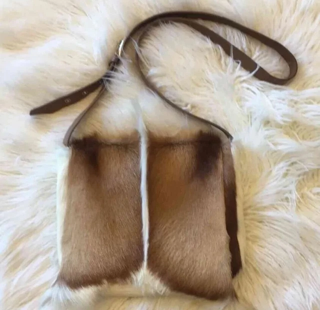NWOT Beautiful Clever Carriage Co. Natural Springbok Crossbody Bag Retail  $389
