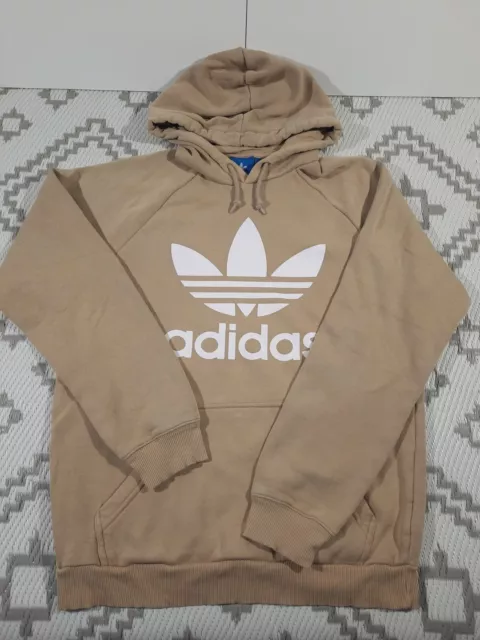 Adidas Mens Hoodie Size Medium Sand Colour Cotton Polyester Excellent Condition