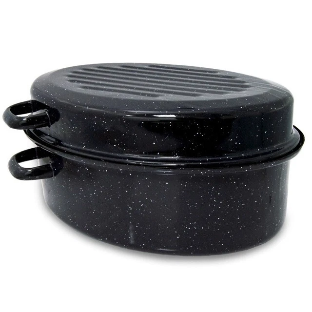 Gänsebräter 38cm 7.5L Emaille Bräter + Deckel Schmortopf Bratentopf Entenbräter