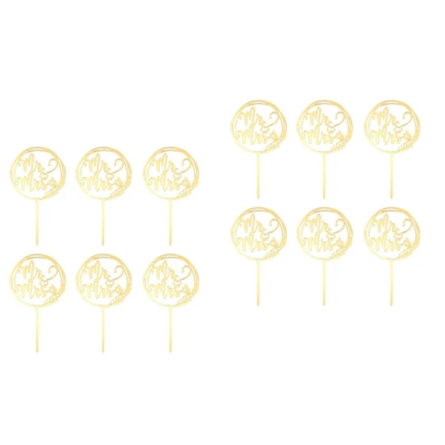 12 PIEZAS Deshierbe Cupcake Topper Cumpleaños Pastel Pick Boda Comida Picks