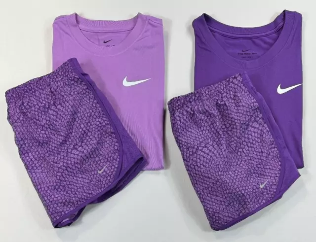 Girl's Youth Nike Dri-Fit 2 Piece Shirt Tempo Alligator Print Running Shorts Out
